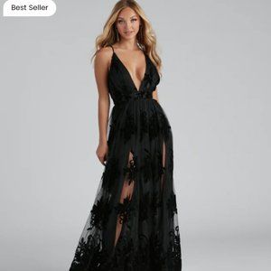 Windsor Morgan flocked velvet floral dress size xl